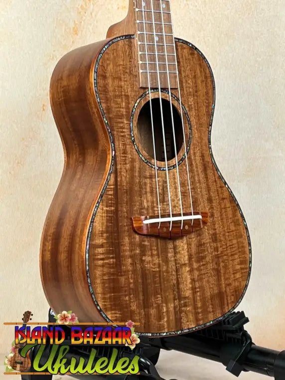 Beautiful Koa Wood Concert Acacia Ukulele with Decorative Binding for Beginners Bundle