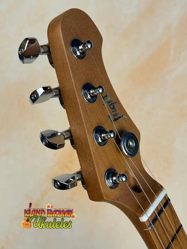 Wooden bass guitar headstock with chrome tuning pegs for Flight Pathfinder Tenor Electric Ukulele