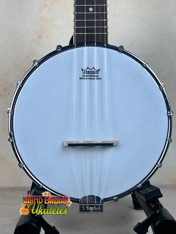 White-headed Gold Tone Concert-Scale Banjolele with plate-style resonator and maple neck
