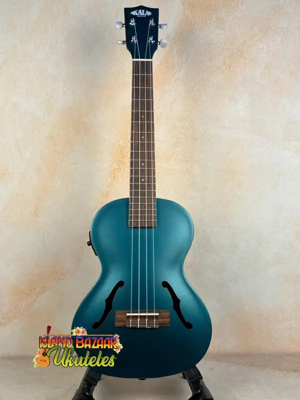Teal Kala Archtop Tenor Ukulele KA-JTE-BKGN with f-holes and classic archtop design
