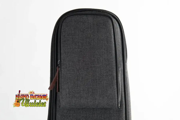 Black textured backpack with leather zipper pulls for Kala Deluxe Concert Ukulele Case