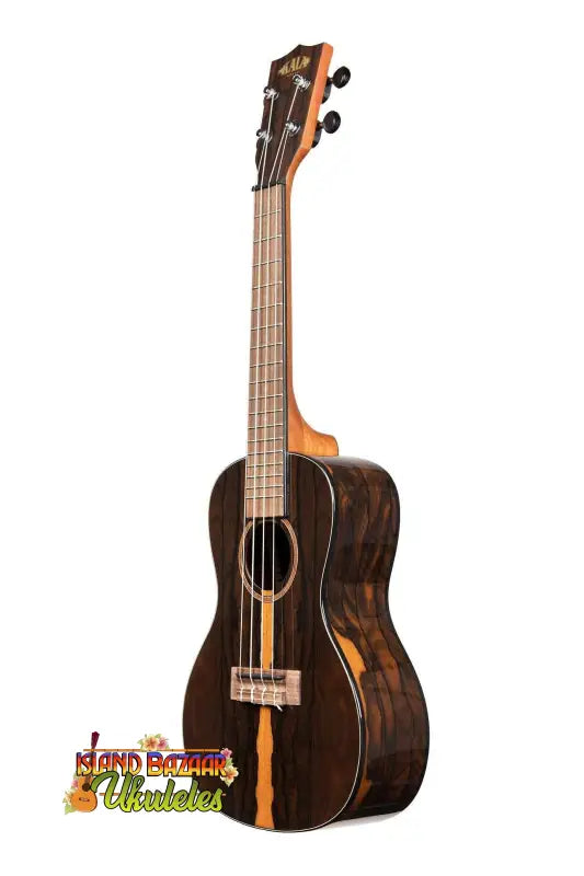 Dark wooden Kala Ziricote Ukulele with orange stripe from Gloss Ziricote Series