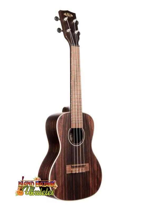 Dark rosewood concert ukulele with four strings, Kala KA-EBY-C Striped Ebony Concert Ukulele