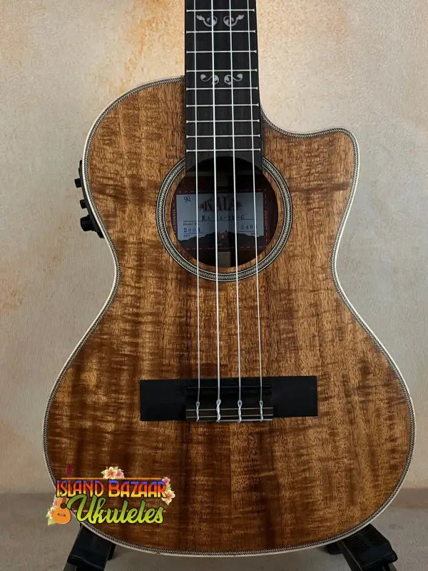 Kala SA-TE-C Tenor Electric Ukulele with figured koa wood and cutaway body design