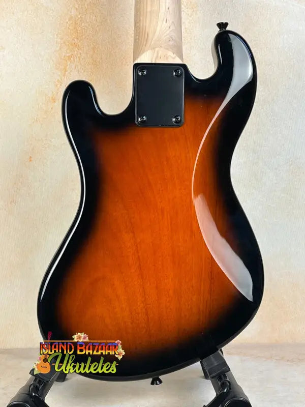 Sunburst-finished electric bass guitar with black neck plate for Kala Solid Body U•BASS®