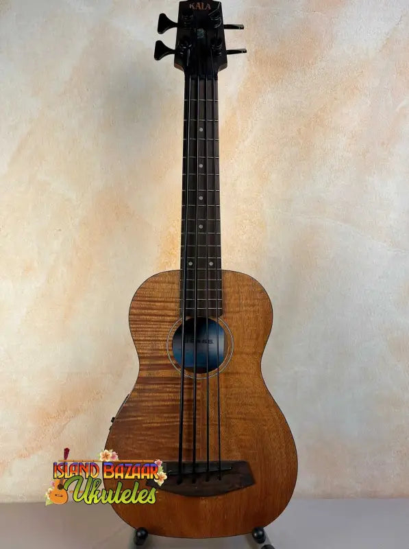 Bass ukulele with natural wood finish, Kala U-BASS® Ukulele Exotic Mahogany Acoustic-Electric