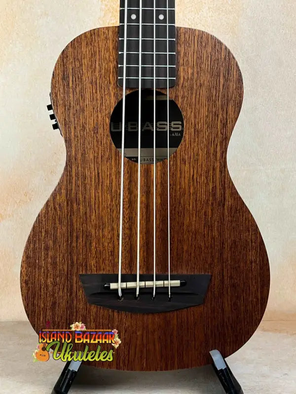 Wooden Kala Wanderer U-BASS Ukulele Acoustic-Electric with four strings and dark grain