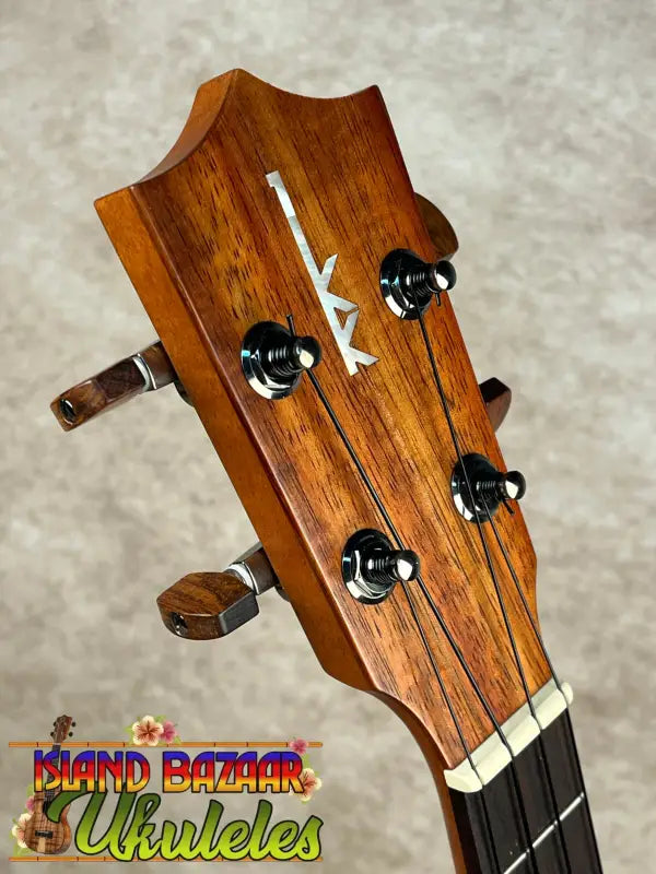 Ukulele headstock with tuning pegs on Kamaka HF-3 Tenor Ukulele Hawaiian Koa Tone Machine