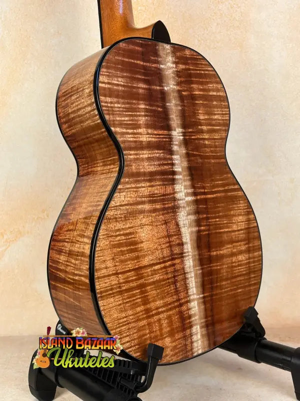 Acoustic guitar featuring figured Koa wood back from Kamaka HF3-D2i Tenor Uke Deluxe