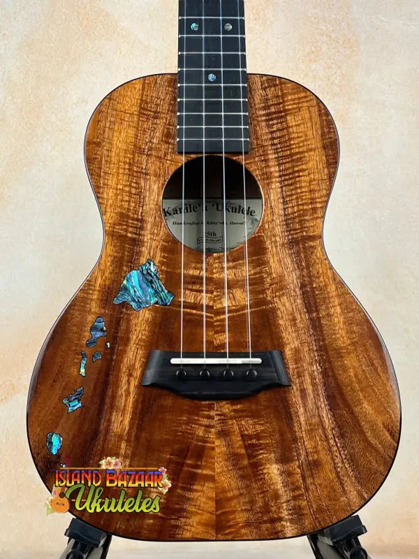 Beautiful Kanile’a Hawaiian Islands Tenor Ukulele in Premium Koa Wood with Turquoise Inlay