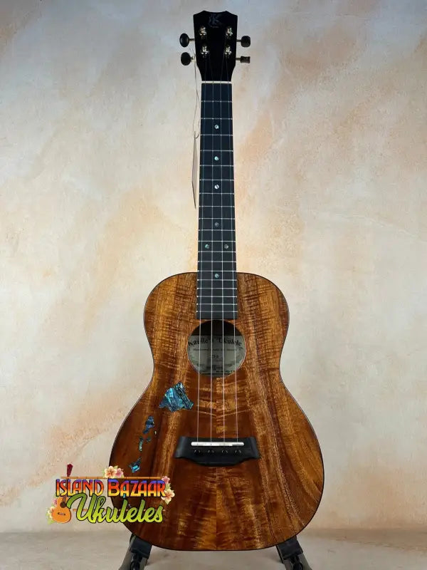 Beautiful Kanile’a Hawaiian Islands Tenor Ukulele with premium koa wood and turquoise inlay