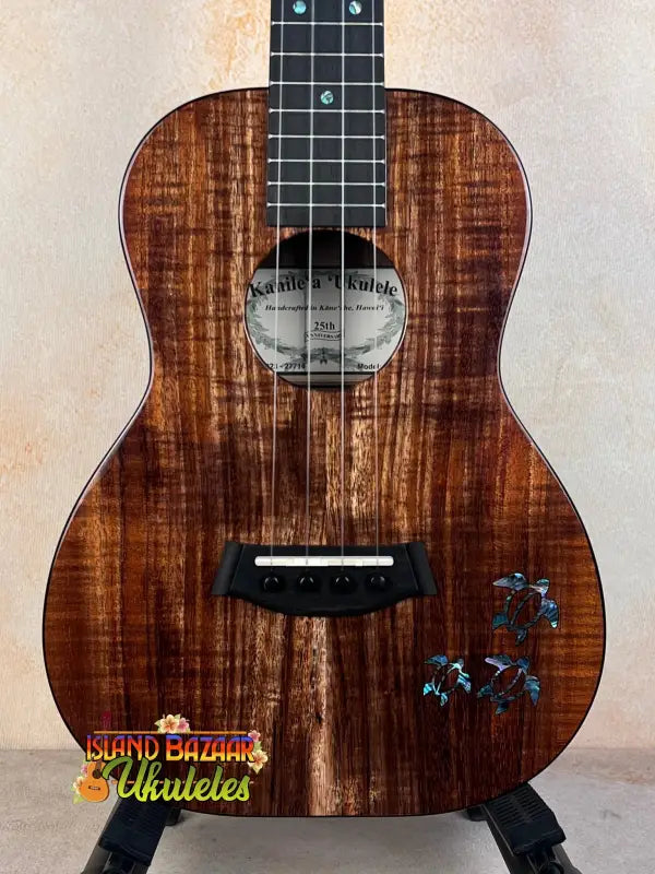 Beautiful Koa wood Kanile’a Honus Tenor Ukulele with floral inlay design