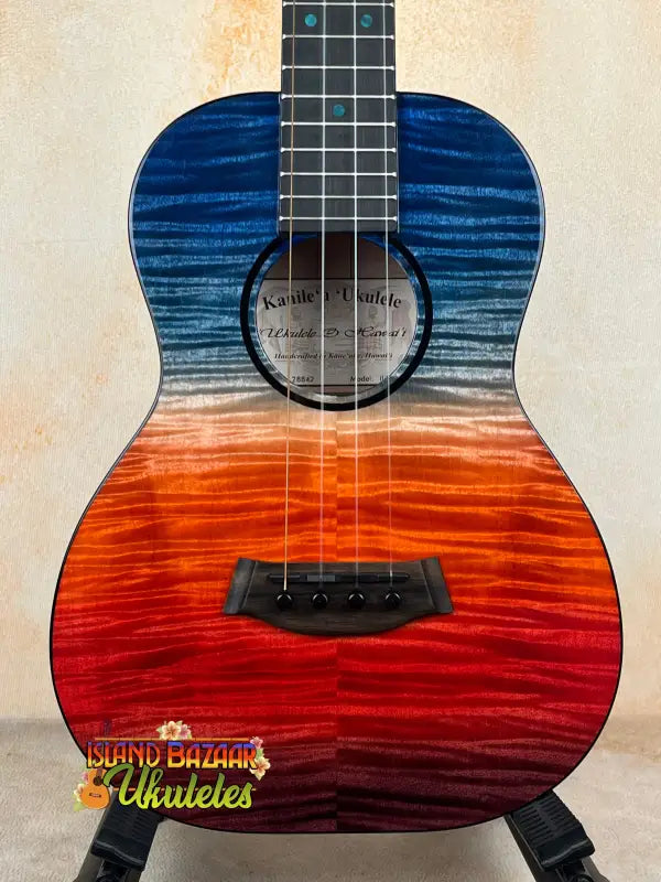 Sunset-colored Kanileʻa ’ILIKAI T Pro Tenor Ukulele with gig bag at Island Bazaar