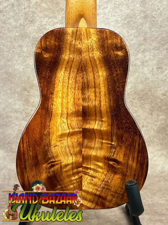 Beautiful wooden ukulele with vibrant figured grain, Kanileʻa K-1 Soprano, premium Hawaiian Koa
