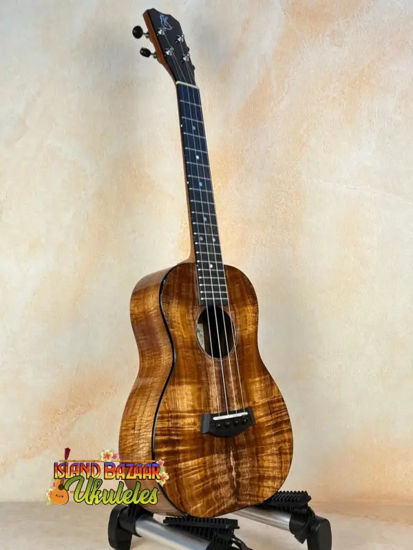 Beautiful Kanile’a K-2 Premium Tenor Ukulele with glossy koa body and dark fretboard