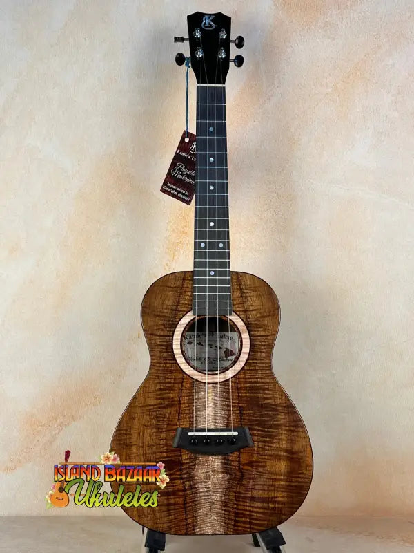 Beautiful Kanile’a K-3 Tenor Ukulele in Master Grade Curly Koa with dark fretboard