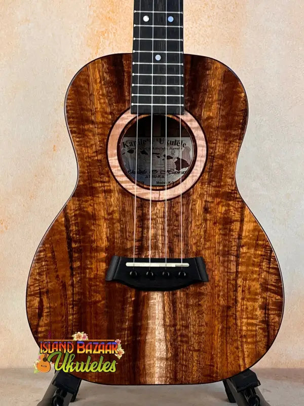Beautiful Kanile’a K3-T tenor koa ukulele featuring stunning grain patterns