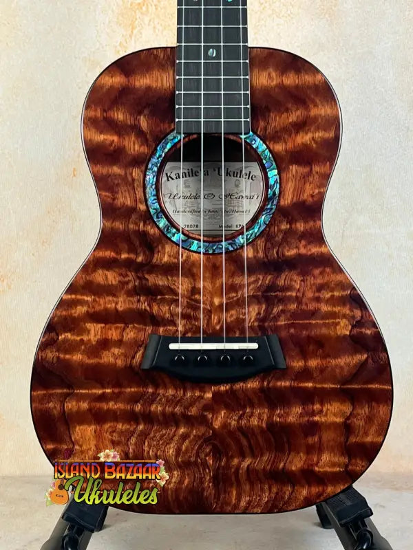 Beautiful Kanilea KPA Master-Grade Tenor Ukulele in Hawaiian Koa with turquoise inlay