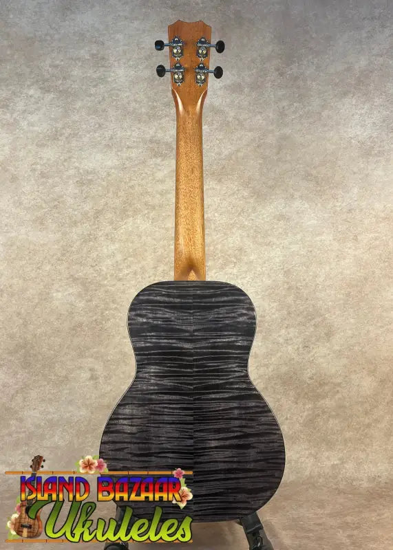 Black and gray patterned Kanileʻa Pōhaku T Pro Tenor Ukulele with solid maple body