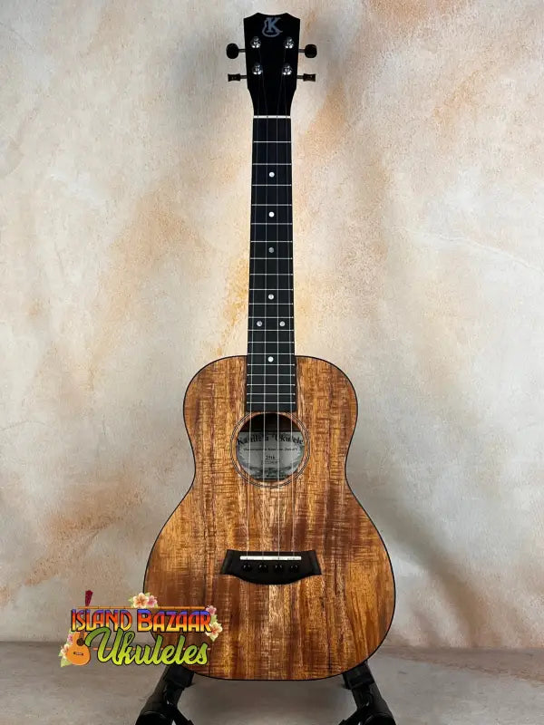 Beautiful Kanile’a K-2 Premium Koa Tenor Ukulele with dark fretboard and tuning pegs