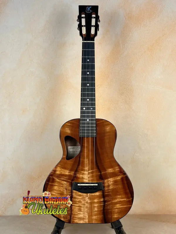 Beautiful Koa wood Kanile’a Super Tenor D-Hole Premium Koa Ukulele with distinctive grains