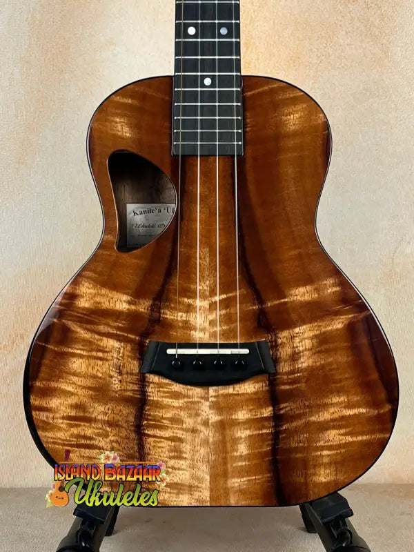 Beautiful Kanile’a Super Tenor D-Hole Premium Koa Ukulele with dark fretboard