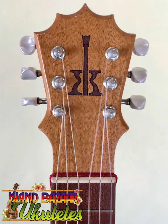 Guitar headstock with silver tuning pegs on KoAloha KTO-G6 Tenor Guitarlele 6-String