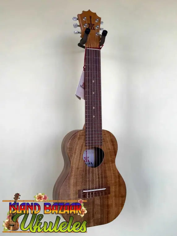 Wooden ukulele with natural finish and tuning pegs, KoAloha KTO-G6 Tenor Guitarlele 6-String