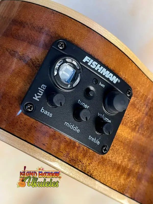 Fishman acoustic guitar preamp control panel on Luna Vista Tenor Ukulele Vista Series Deer