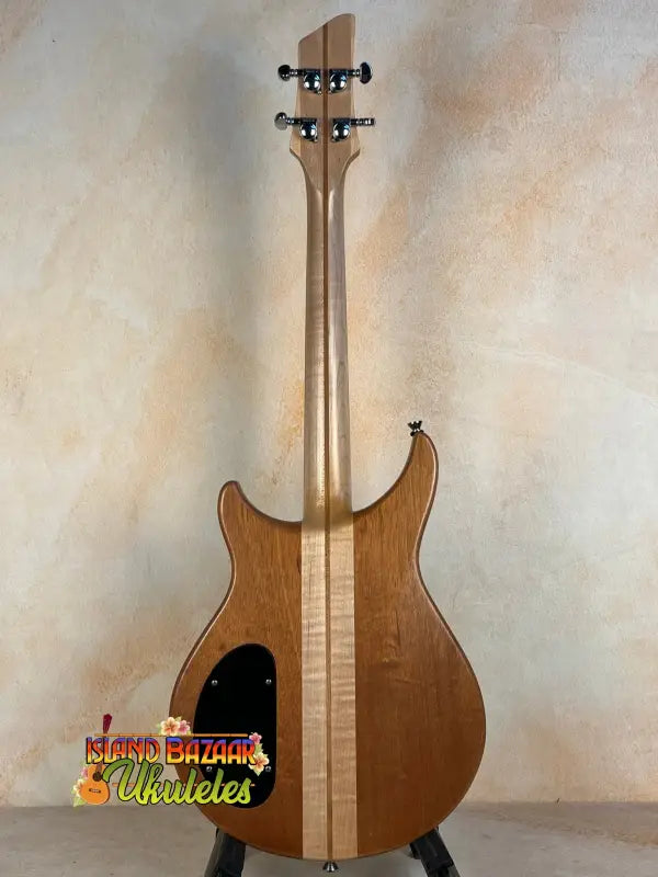 Natural wood Mann Electric Tenor Ukulele with sleek modern solid body design