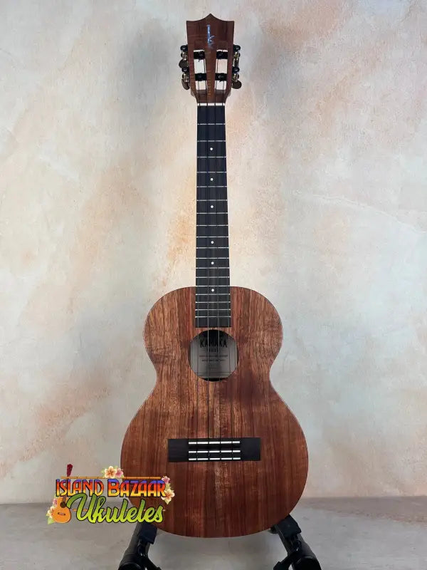 Wooden Kamaka HF-3I Slothead Tenor Ukulele with dark fretboard and natural finish