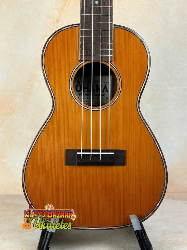 Ohana CK-50G Solid Cedar & Rosewood Concert Ukulele with natural wood finish