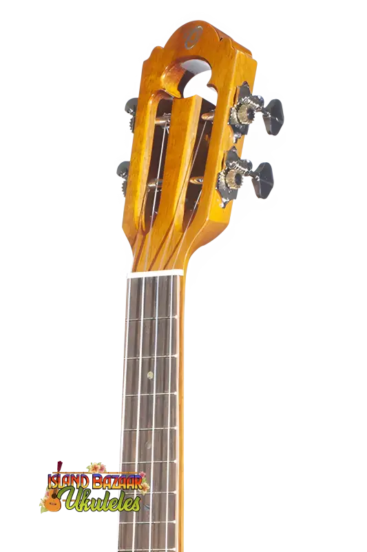 Wooden stringed instrument headstock of Ohana Limited Edition Acacia 7-Series Tenor Ukulele