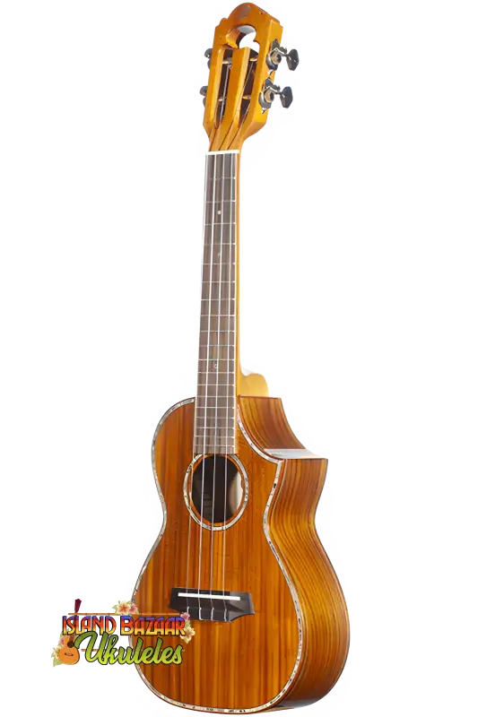 Brown wooden Ohana Limited Edition Acacia 7-Series Tenor Ukulele with premium tone