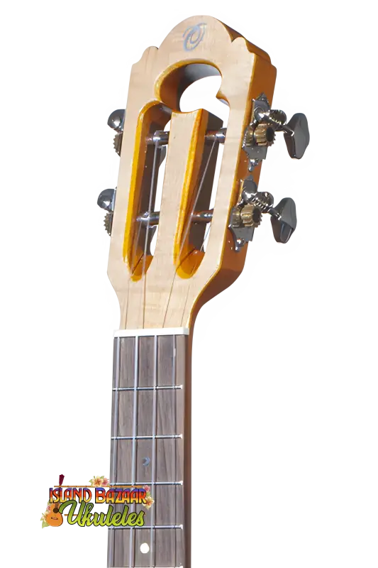 Wooden stringed instrument headstock of Limited Edition Spruce & Acacia Tenor 6 Ukulele