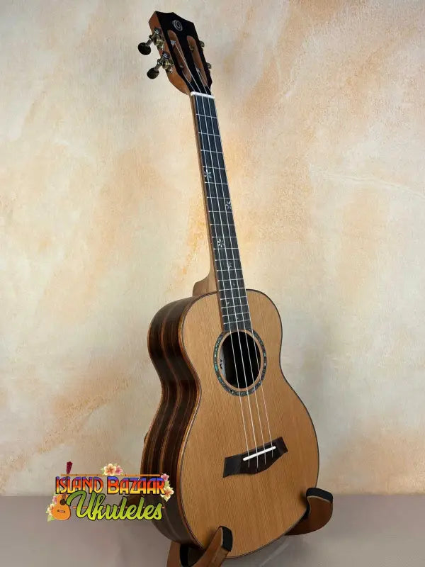 Ohana TK-50ME Solid Cedar Top Slotted Headstock Tenor Ukulele with natural finish