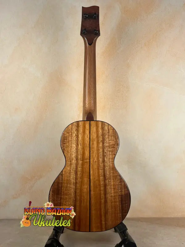 Wooden back of PCH Sunshine Tenor Ukulele by Phil Henderson in solid Hawaiian koa