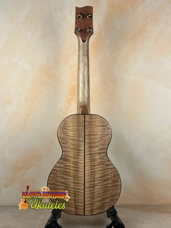 Wooden back of PCH The Ladder Tenor Ukulele by Phil Henderson in solid myrtle