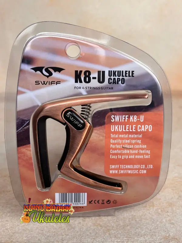 Swift K8-U Ukulele Capo in Metallic Champagne from Island Bazaar Ukes