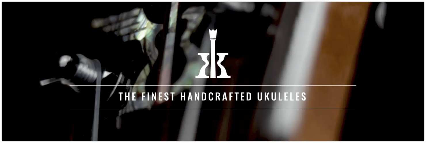 Ukulele strings and neck in dramatic black and white lighting showcasing KoAloha Royal Pikake.