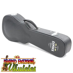 Black hardshell guitar case with metal latches for Kamaka Soprano Ukulele HF-1