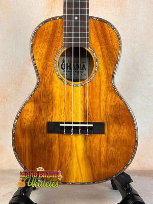 Beautiful Koa Wood Tenor Ukulele with Abalone Inlay - Ohana TK-350G Tenor Ukulele