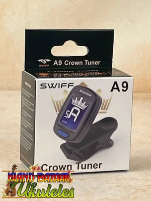 Swiff A9 Crown clip-on digital tuner in retail packaging from Island Bazaar Ukes