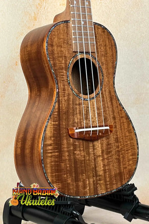 Beautiful Koa Wood Concert Acacia Ukulele with Decorative Binding for Beginners Bundle