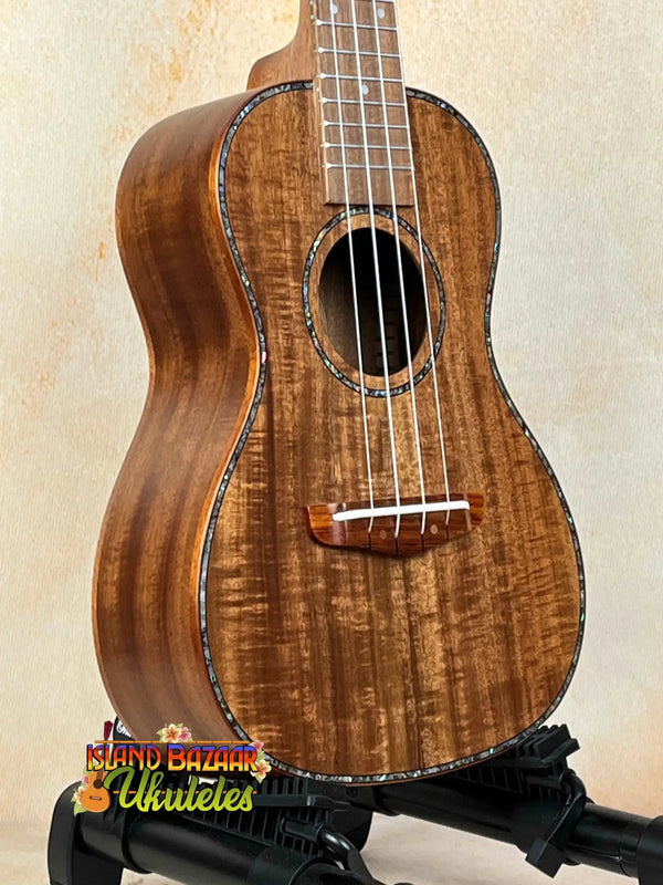 Beautiful Koa Wood Concert Acacia Ukulele with Decorative Binding for Beginners Bundle