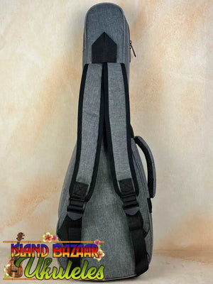 Grey padded guitar case with black straps for Concert Acacia Ukulele Beginners Bundle