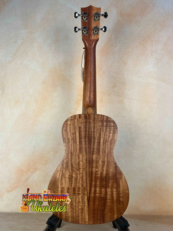 Wooden Concert Acacia Ukulele featuring koa wood grain in Beginners Bundle with accessories