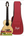 Natural wood acoustic travel guitar with red Flight carrying case for Flight Sophia Soundwave