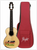 Natural wood acoustic travel guitar with red Flight carrying case for Flight Sophia Soundwave