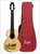 Natural wood acoustic guitar with red Flight case for Voyager Tenor electro-acoustic ukulele